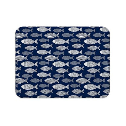 Navy Blue Fish Coastal Beach Mouse Pad, Nautical Ocean Fish Sea Life Mouse Pad for Lake Beach House Office Computer Laptop Desk Accessories, 9.5x7.9 Inch - color: Navy Blue