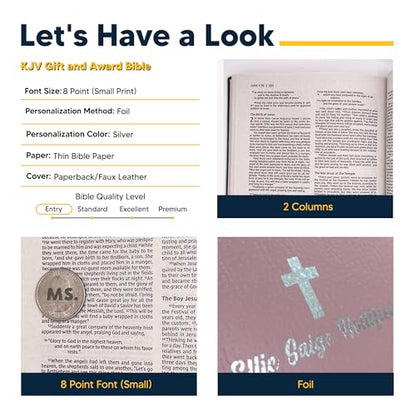 Personalized NIV Small Print Bible for Women, Name Engraved, Standard Size - color: Pink, style: King James Version