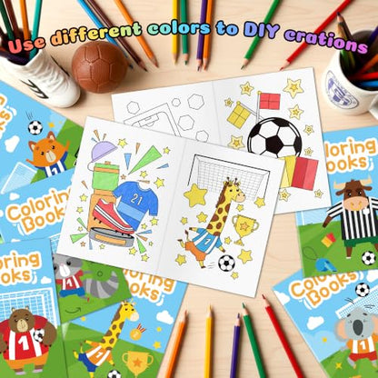 Bulk Soccer Coloring Books, 24Pcs Mini Drawing Booklet for Kids - style: Soccer