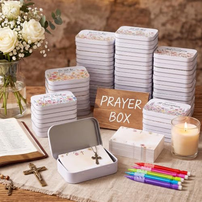 120Pcs Christian Gifts for Women, Prayer Boxes with Prayer Cards and Pencil - style: Pastel Floral