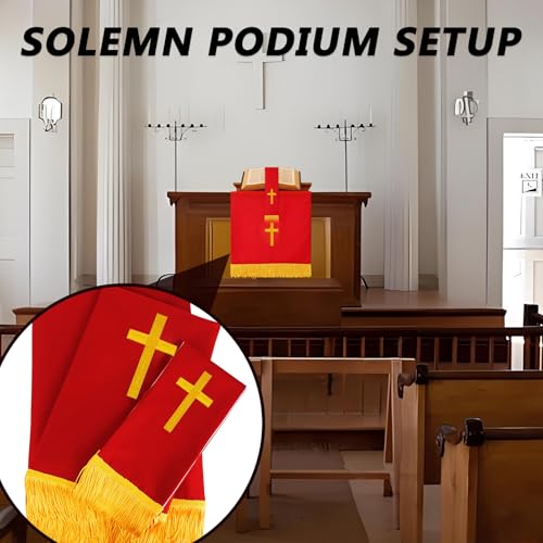3-Piece Church Parament Set - color: Red and White