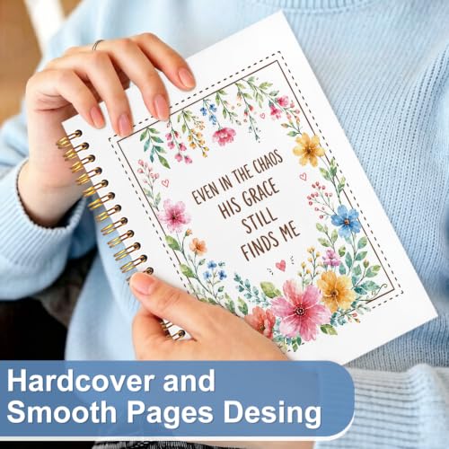 Christian Floral Bible Verse Notebook Journal for Women, 5.5x8.3 - color: white-Floral Bible Verse