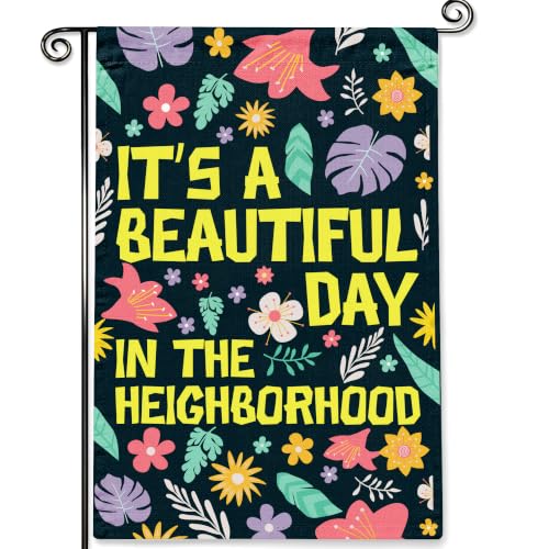 Beautiful Day Garden Flag Double Sided Retro Flower Farmhouse12x18in - color: Blue Beautiful Day
