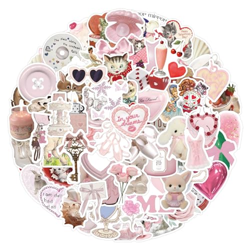 120Pcs Coquette Stickers for Girls.Waterproof Cartoon Cute Decals for Water Bottles Laptop Notebook Phone Guitar Scrapbook.Aesthetic Stickers Gifts for Women Teens Adults. - color: 120 - Coquette Aesthetics