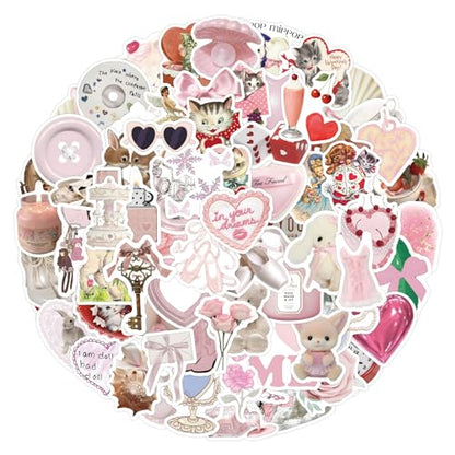 120Pcs Coquette Stickers for Girls.Waterproof Cartoon Cute Decals for Water Bottles Laptop Notebook Phone Guitar Scrapbook.Aesthetic Stickers Gifts for Women Teens Adults. - color: 120 - Coquette Aesthetics