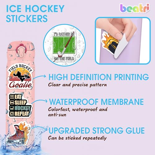 BEATRI Ice Hockey Stickers 50Pcs Waterproof Vinyl Hockey Decor - color: Hockey Stickers