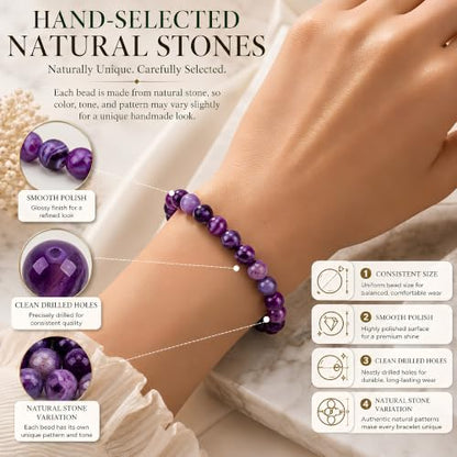 Cherry Tree Collection 100PCS 6mm Lace Agate Purple Round Bead Craft Kit - color: lace agate purple, size: 6mm
