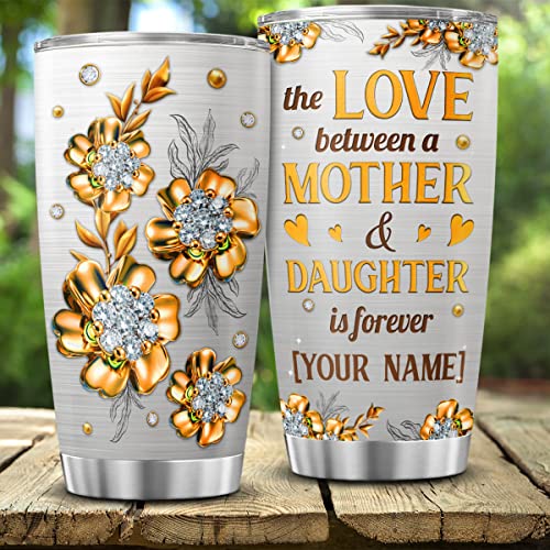CUBICER Personalized Coffee Tumbler Custom Name Love Large Travel Mug Inspirational Mother Gifts For Mom From Daughter Stainless Steel Cup Insulated Tumblers Birthday Accessories - color: Daughter And Mom
