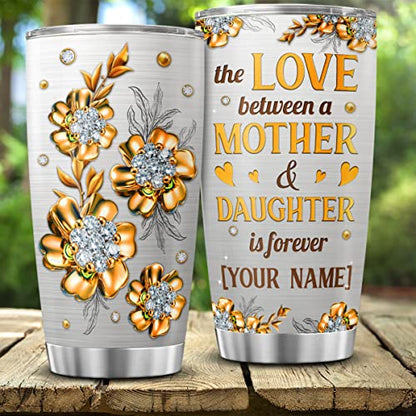 CUBICER Personalized Coffee Tumbler Custom Name Love Large Travel Mug Inspirational Mother Gifts For Mom From Daughter Stainless Steel Cup Insulated Tumblers Birthday Accessories - color: Daughter And Mom