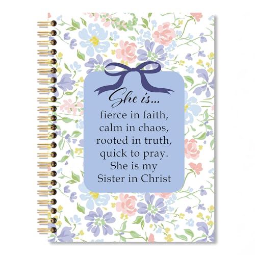 She is Fierce in Faith Calm in Chaos Spiral Notebook, Floral Purple Coquette Bows Notebook, Cute School Notebook for Women Girls, Inspirational Feminist Gifts for Women Friends Sister BFF - style: She is