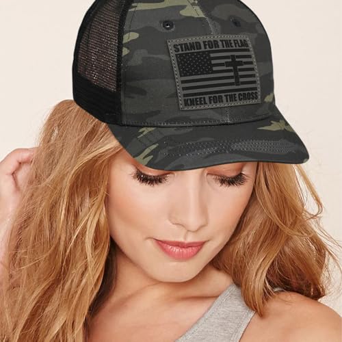 Christian Jesus Cross Hat American Flag Adjustable Faith Baseball Cap - Ideal Religious Gifts for Birthdays, Father's Day - color: Black-camo