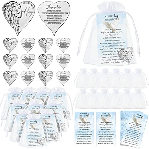 Fumete 100 Sets Heart Pocket Hug Token Angel Coins Prayer Cards, English - style: English