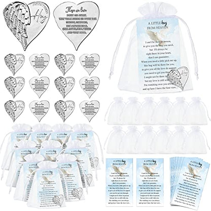 Fumete 100 Sets Heart Pocket Hug Token Angel Coins Prayer Cards, English - style: English