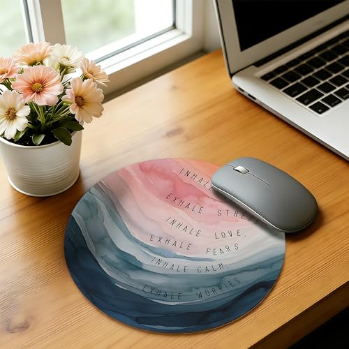 Inspirational Mouse Pad ，Calming Ocean Theme Mousepad Mouse Mat with Non-Slip Rubber Base for Home Office Desk Accessories,Aesthetic Office Supplies,7.9x7.9 Inch - color: Color-2