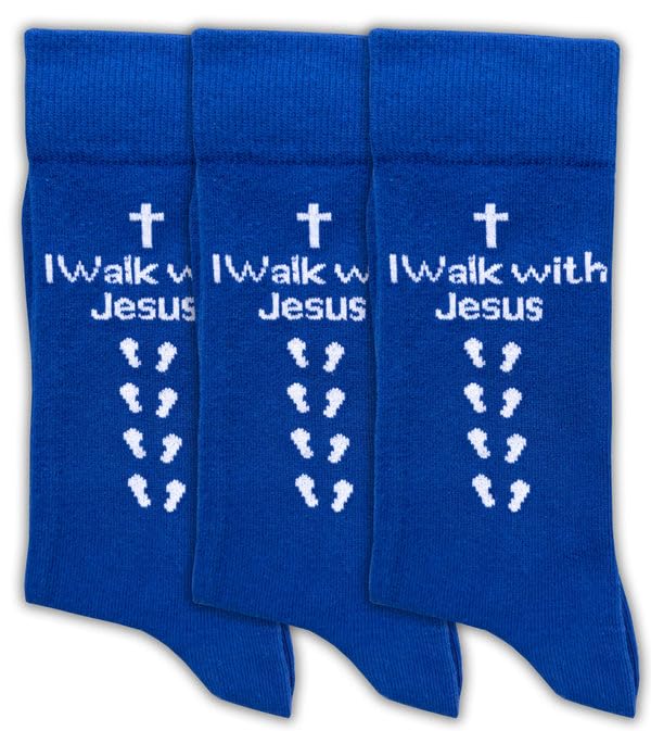 Sierra Socks Men's Combed Cotton Christian Cross Crew Socks - color: 3pr Blue, size: 10-13