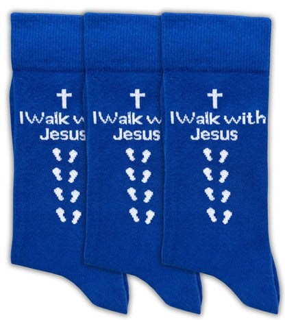 Sierra Socks Men's Combed Cotton Christian Cross Crew Socks - color: 3pr Blue, size: 10-13