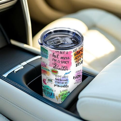 20oz Sarcastic Funny Sassy Women Insulated Stainless Steel Tumbler with Lid - color: 1 Count (Pack of 1)-Sarcastic
