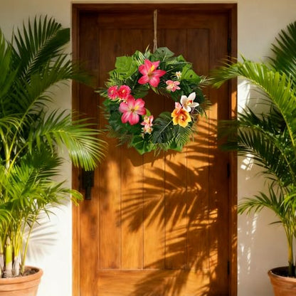 Cinnvoice Hawaiian Wreath Artificial Front Door Wreath - style: Hawaiian