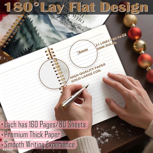 FITIE Inspirational Christian Notebook, I Can Do All Things Through Christ Bible Journaling Notebook, Religious Prayer Journal for Women Men, Bible Scripture Spiral Notebooks 5.5x8.3 Inch - color: Christmas-17