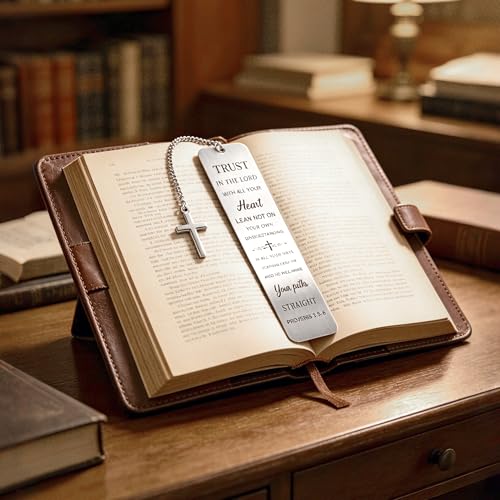 Christian Metal Bible Bookmark, Scripture Page Marker for Bible Study - style: Trust in the Lord