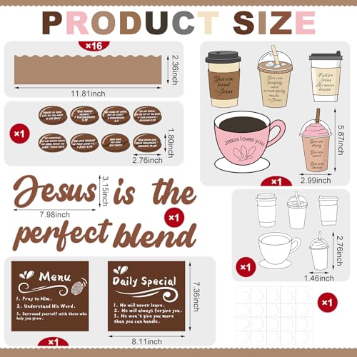 Gueevin 41 Pcs Christian Jesus Coffee Bulletin Board Set Cafe Cutouts