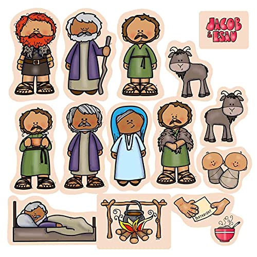 Jacob & Esau Felt Figures for Bible Flannel Board Stories 15 Precut Figures Story Guide Activity Pages