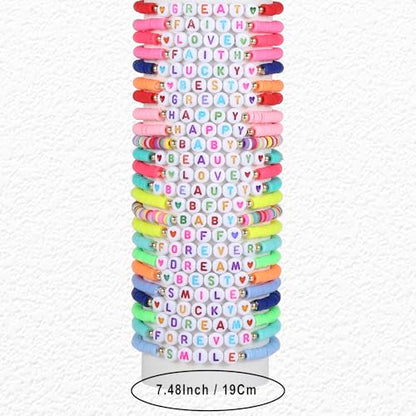 24Pcs Jesus Loves You Bracelets Bulk Handmade Clay Beads Bible Verse Bracelets Christian Friendship Jewelry Christmas Easter Gifts for Women Teen - color: Friendship 24-8