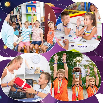 JUNEBRUSHS 42pcs Outer Space Party Favors Silicone Bracelets 6 Designs - style: Outer Space Style