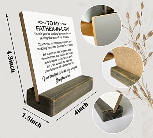 Wooden 'Dear Dad, I Love You' Plaque with Stand, Meaningful Gift for Father or Father-in-Law - color: To My Father-In-Law 01