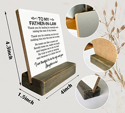 Wooden 'Dear Dad, I Love You' Plaque with Stand, Meaningful Gift for Father or Father-in-Law - color: To My Father-In-Law 01