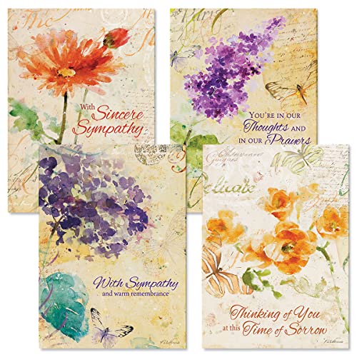 Current Peace Sympathy Cards with Envelopes- Set of 8 Assortment (4 Designs), Large 5" x 7", Condolences Cards, Sentiments Inside, White Envelopes - color: Peace