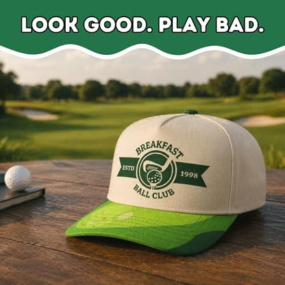 Trucker Hats for Men – Snapback Embroidered Design, Adjustable Fit – Funny Golf Hats, Fishing & Casual Wear - color: Breakfast Ball Club
