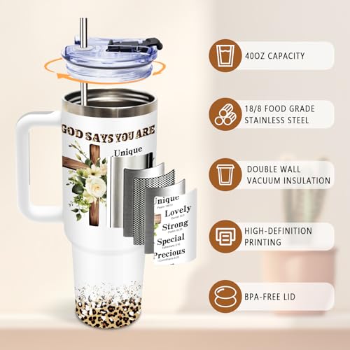 DUUV Christian Tumbler 40oz, Insulated Christian Gifts for Women - color: Christian Flowers