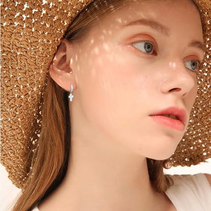 Opal Cross Stud Earrings, 925 Sterling Silver Hypoallergenic Stud Earrings - style: Cross Dangle