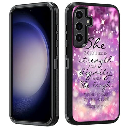 for Samsung Galaxy S26 FE 5G Case - Bible Verse Proverbs 31:25 - color: Christian Quote Bible Verse Proverbs 31:25, size: Galaxy S26 FE