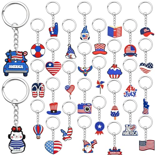 Cute Keychain Bulk,Cute Key Chain for Car Keys Purse Bag Rewards - color: America-30