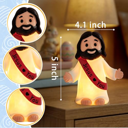 Jesus Resin Figurine,Christian Decor Gift for Mom,Mother's Day,Jesus Night Light Statue Gift for Mom,Figure for Home Office Table Decor Religious Gift - color: Jesus