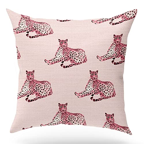 KongMoTree Leopard Throw Pillow Covers, Cheetah Print Pillowcase, Leopard Decor Linen Square Pillow Cushion Cases for Bedroom Sofa Car Seat Couch Farmhouse Home Decor, 18x18 Inches - color: Cheetah Print Pillowcase.