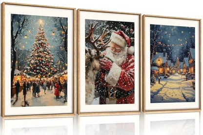 Aryroi Large Enchanting Christmas Framed Canvas Wall Art Set- 24"x36"x3 - color: Enchanting Christmas Scene Wall Art, size: 24"L x 36"W