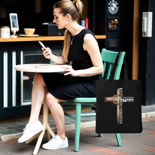 Chicimln Christian Goose Tote Bag, off to Praise the Lord Bible Verse Canvas Tote Bags - color: Black 01