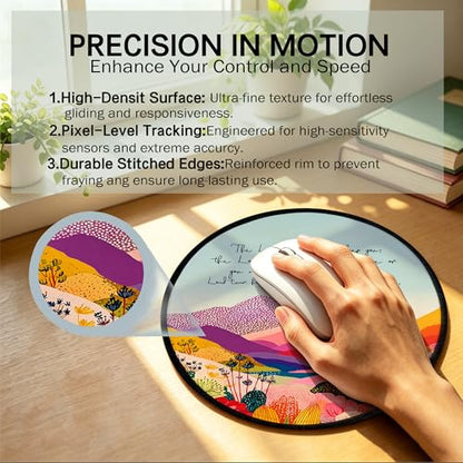 Christian Numbers 6:24-26 Boho Mountains Round Mouse Pad 8.6x8.6in - color: Numbers 6:24-26 Mouse Pad