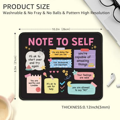 Note to Self Non-Slip Mouse Pad Inspirational Gifts for Women - color: Multi-Black 2