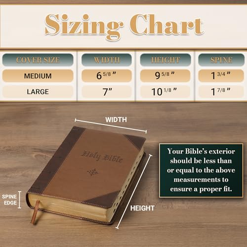 Christian Art Gifts Premium Faux Leather Inspirational Floral Bible Cover for Women: Everything Beautiful Encouraging Bible Verse, Easy Carry Zippered Case, Pen Loops, Pockets, Pink & Brown, Large - size: Large