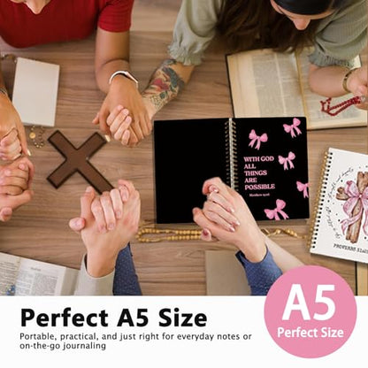 LIANGW Coquette Pink And Black Christian Notebook - color: Matthew 19:26 - Black