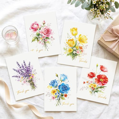 Thank You Cards with Envelopes & Stickers, 30 Pack, Gold Foil, 4x6