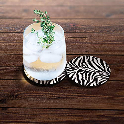 , Zebra Stripes Skin Pattern Design Absorbent ROUND Fabric Felt Neoprene Car Coasters for Drinks (2.87 inches), 2pcs Set - color: Zebra Stripes Skin Pattern