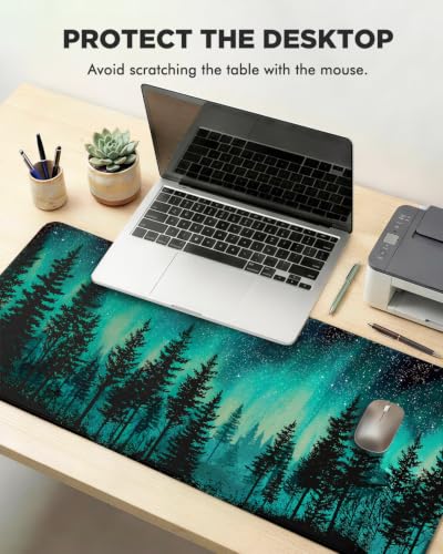 Mouse Pad, Desk Mat, 31.5x11.8in Large Mousepad, Green Forest - color: Green Forest