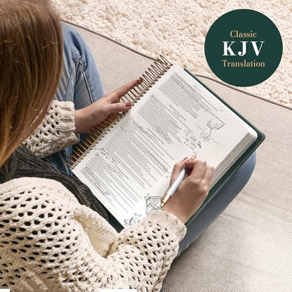 KJV Holy Bible, My Creative Bible - Illustrators Edition, King James Version, Journaling Space, Spiral Bound Hardcover Debossed Vegan Leather, Teal Blue