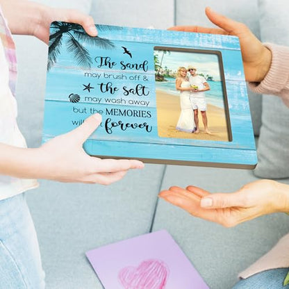 Beach Picture Frame Gifts for Couples, Trip Vacation Wooden Picture Frames, 4x6 inch Photo - color: Maroon