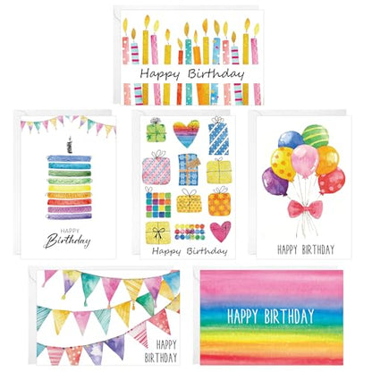 Thboxes Birthday Cards Bulk, 24-Pack 4x6 Happy Birthday Card Assortment - style: Watercolor Birthday Cards